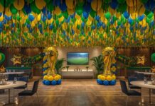 Decoração Copa do Mundo com Balões: Passo a Passo com Fotos para Aniversário, Bares e Apartamentos decoração tema futebol